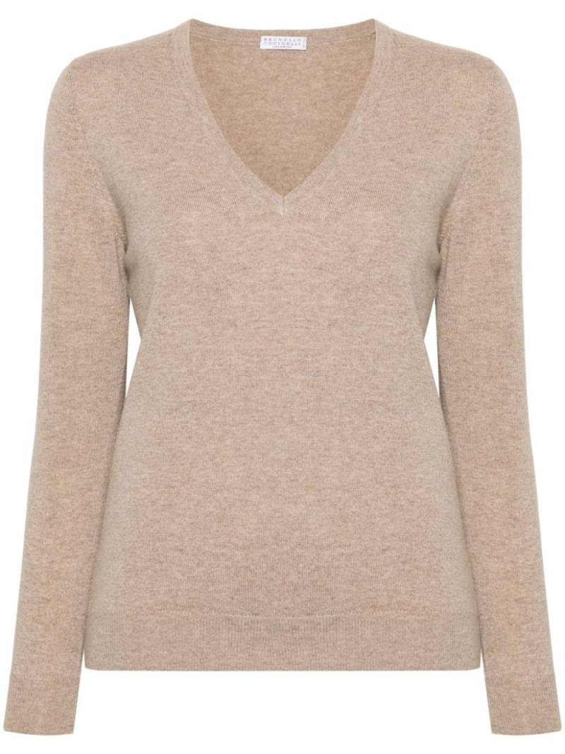 Brunello Cucinelli V-neck cashmere jumper - Neutrals von Brunello Cucinelli