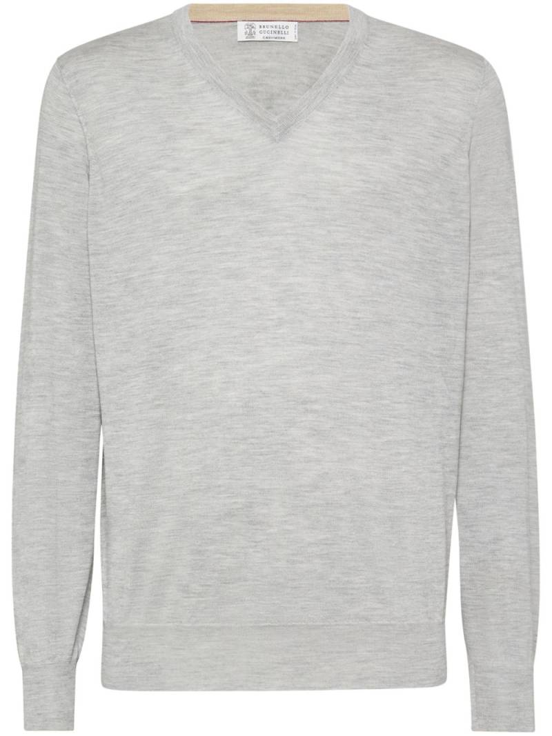 Brunello Cucinelli V-neck cashmere-silk jumper - Grey von Brunello Cucinelli