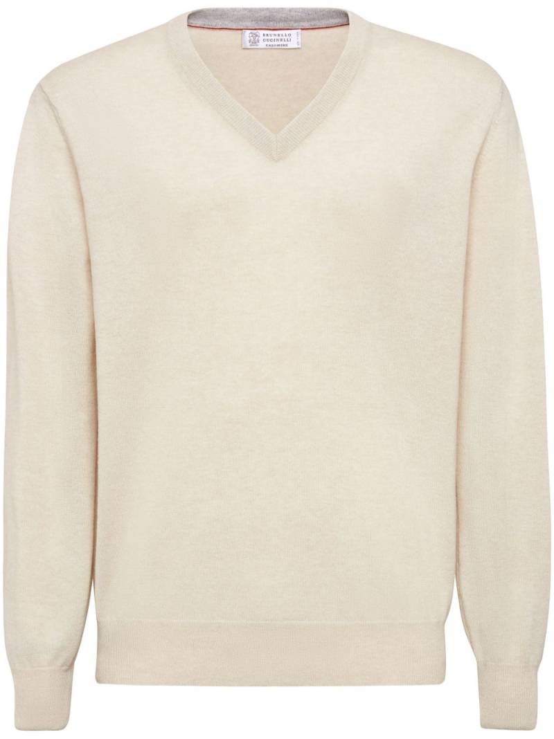 Brunello Cucinelli V-neck cashmere jumper - Neutrals von Brunello Cucinelli