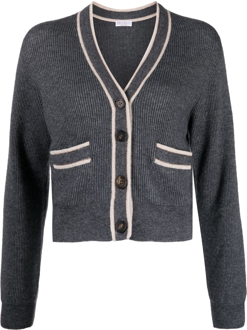 Brunello Cucinelli V-neck knitted cardigan - Grey von Brunello Cucinelli