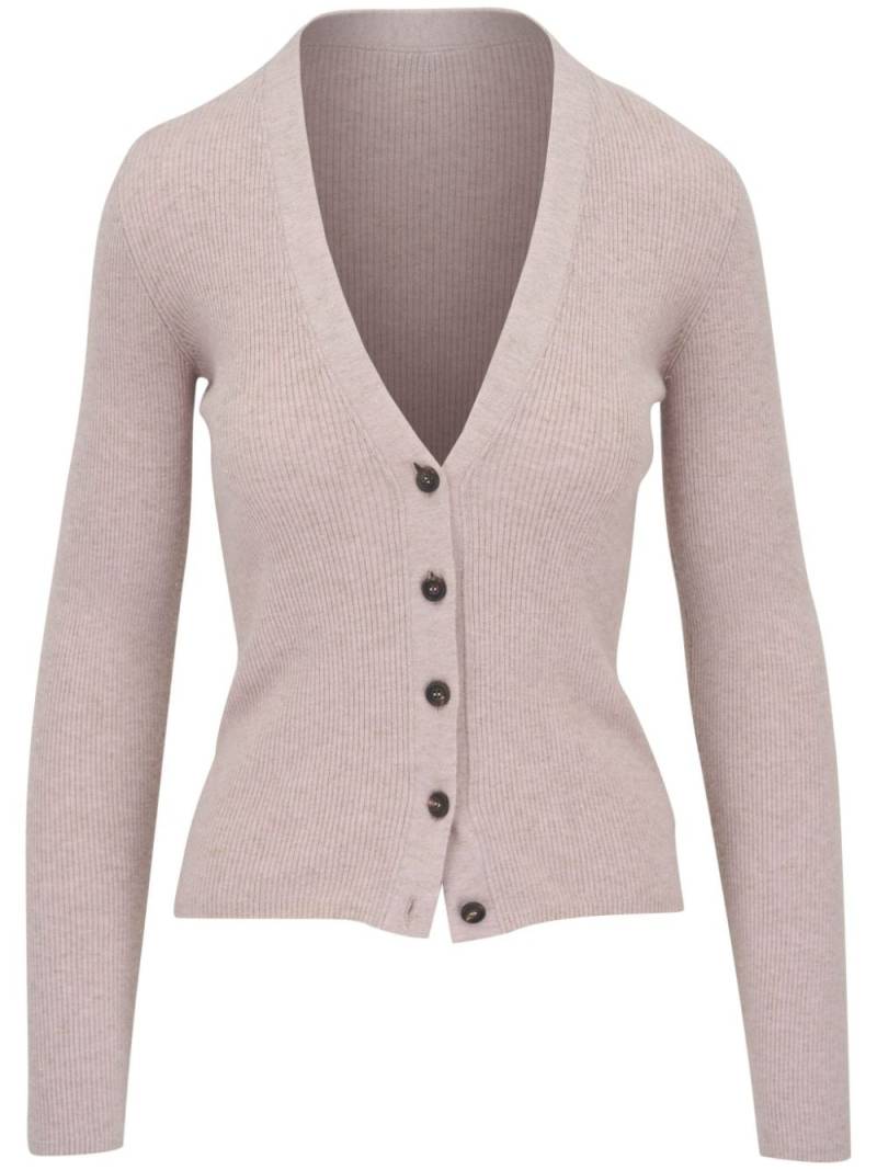 Brunello Cucinelli V-neck ribbed-knit cardigan - Pink von Brunello Cucinelli