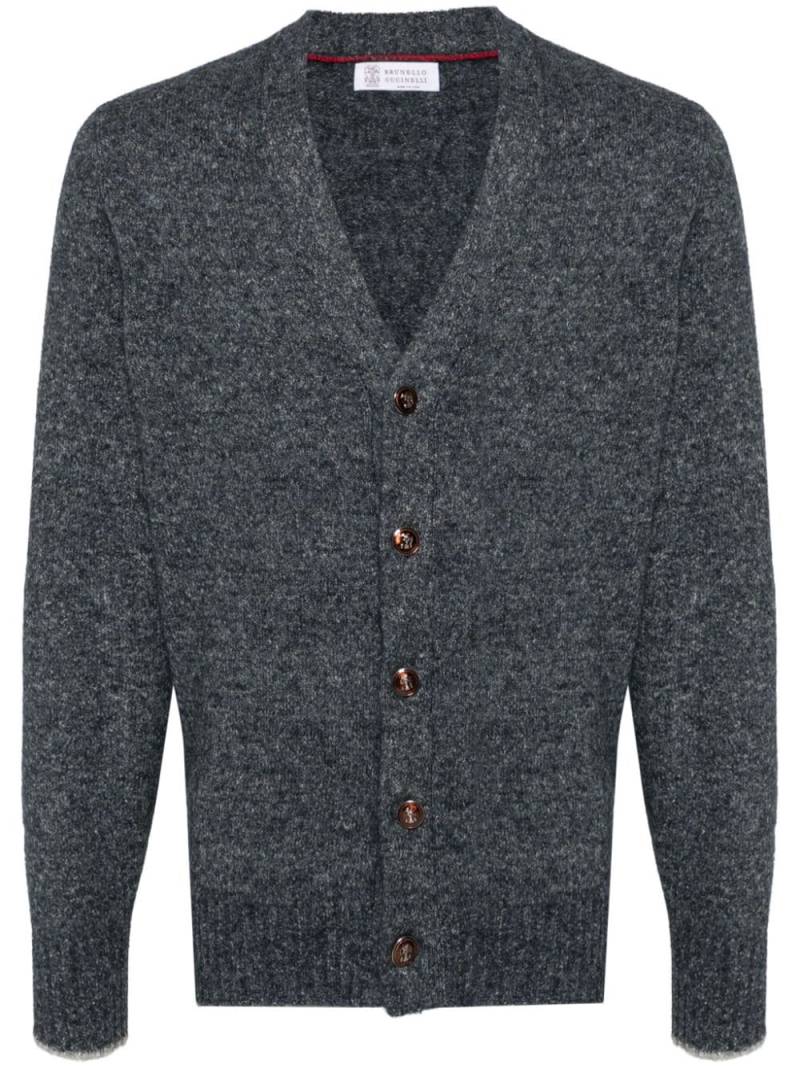 Brunello Cucinelli V-neck speckle-knit cardigan - Blue von Brunello Cucinelli