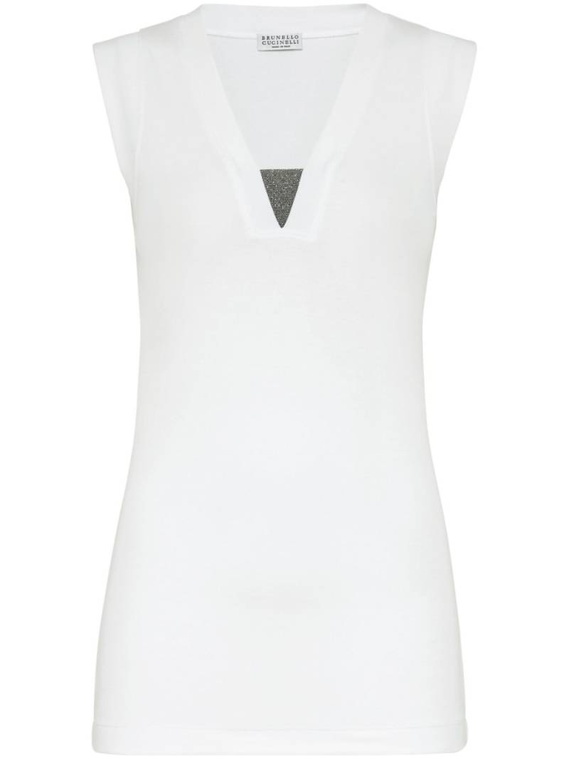 Brunello Cucinelli V-neck tank top - White von Brunello Cucinelli