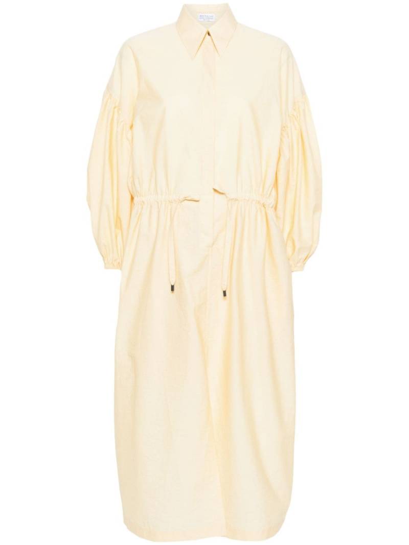 Brunello Cucinelli balloon-sleeve shirt maxi dress - Yellow von Brunello Cucinelli