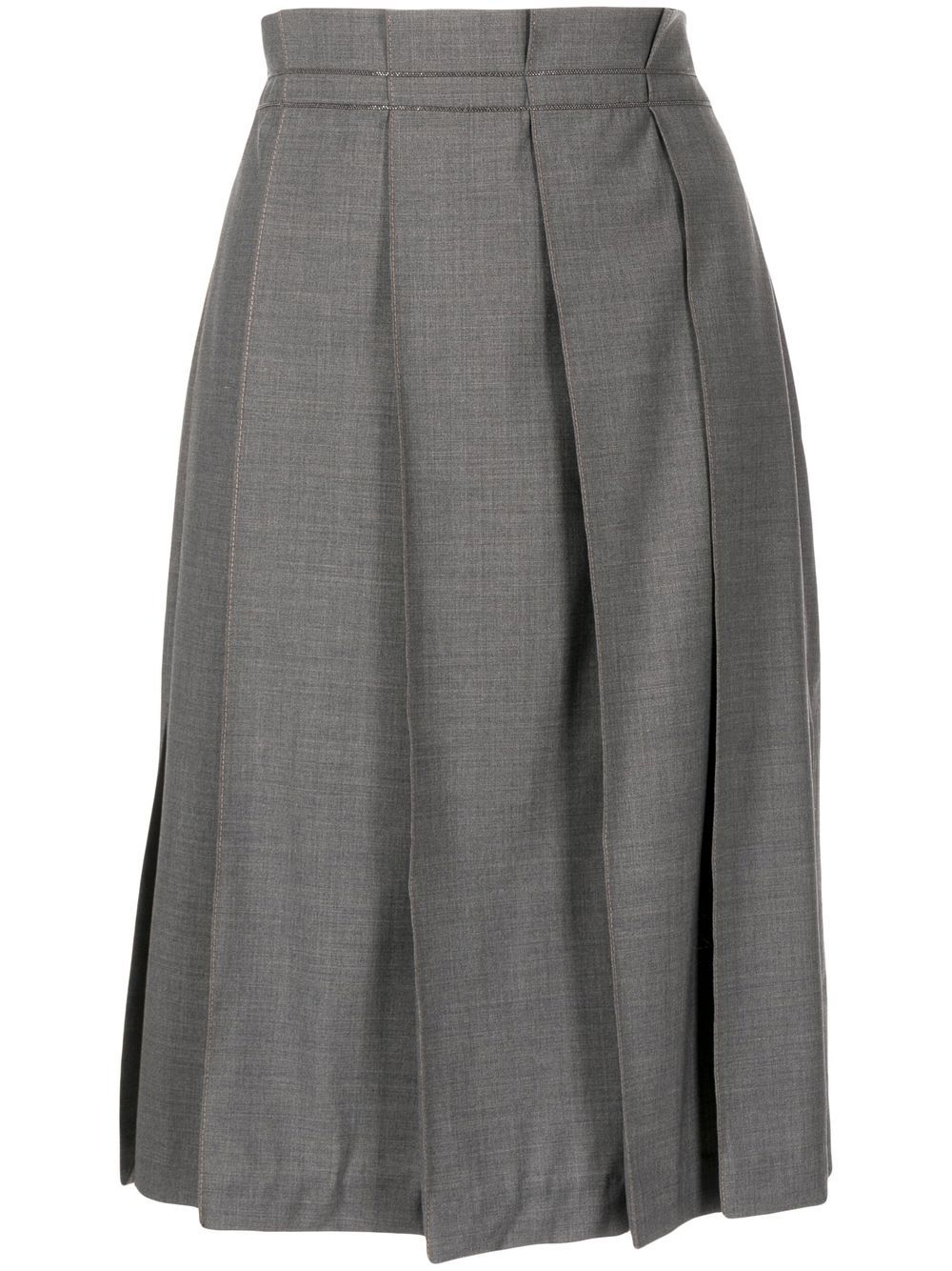 Brunello Cucinelli bead-embellished pleated midi skirt - Grey von Brunello Cucinelli