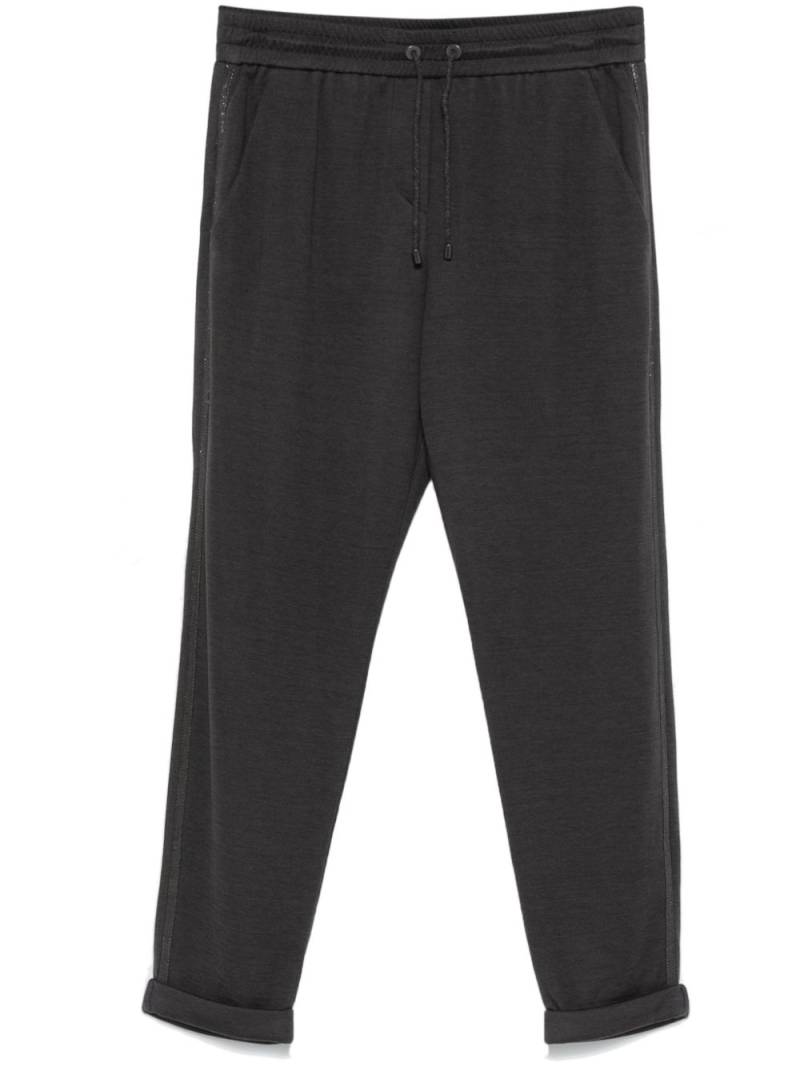 Brunello Cucinelli bead-trim track pants - Grey von Brunello Cucinelli