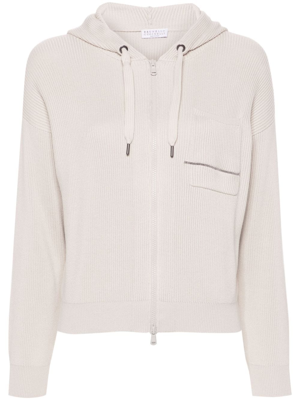 Brunello Cucinelli beaded trim-detailed cardigan - Neutrals von Brunello Cucinelli