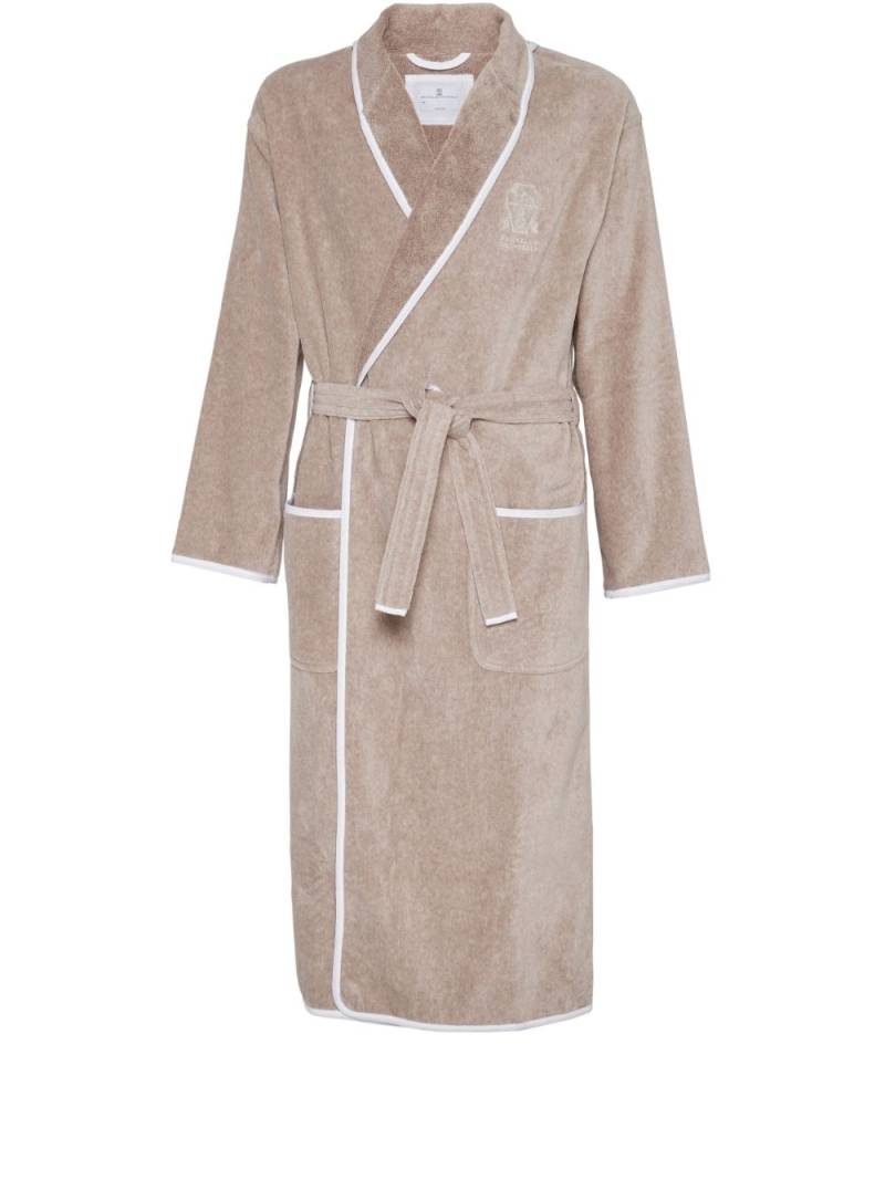 Brunello Cucinelli belted cotton bath robe - Neutrals von Brunello Cucinelli