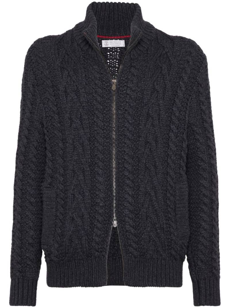 Brunello Cucinelli cable-knit cardigan - Black von Brunello Cucinelli