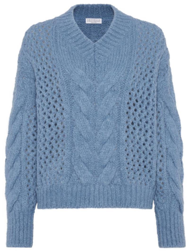 Brunello Cucinelli cable-knit jumper - Blue von Brunello Cucinelli