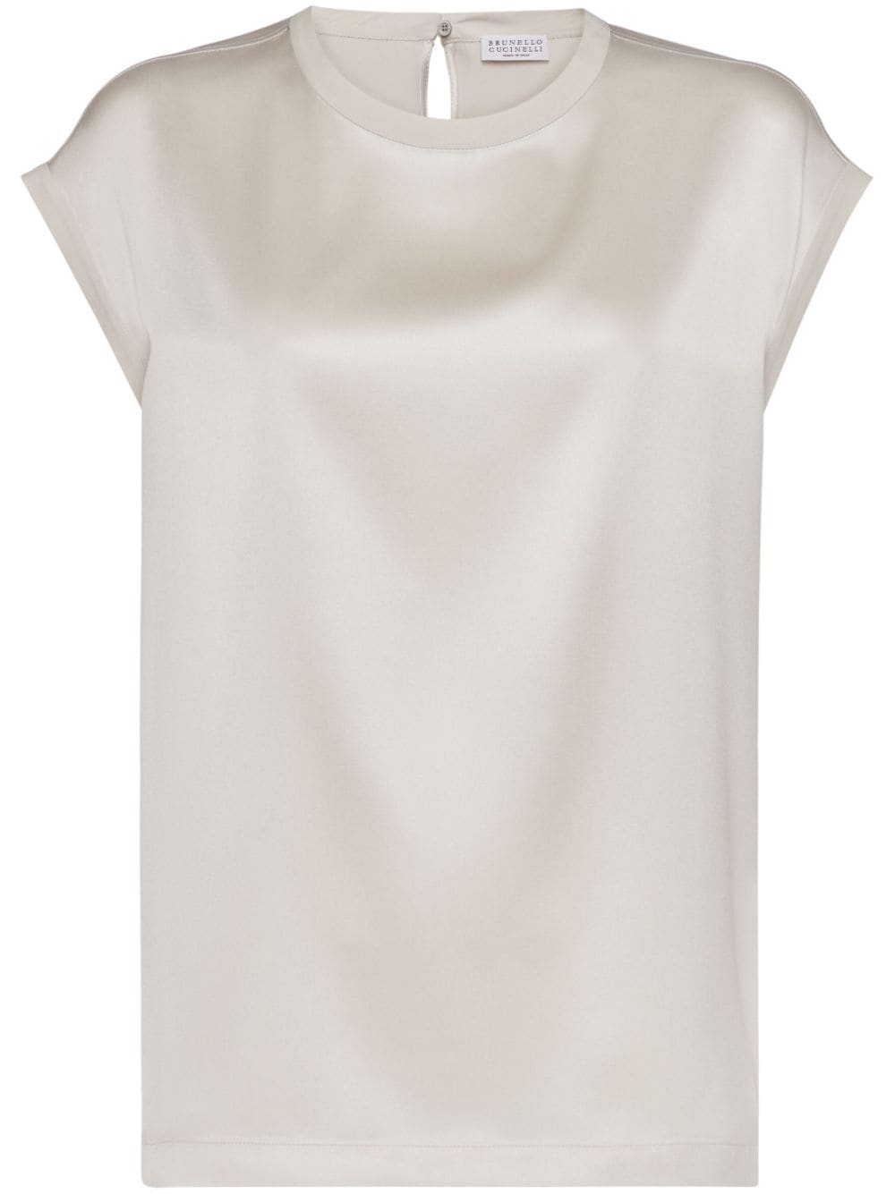 Brunello Cucinelli cap-sleeve satin-finish blouse - White von Brunello Cucinelli
