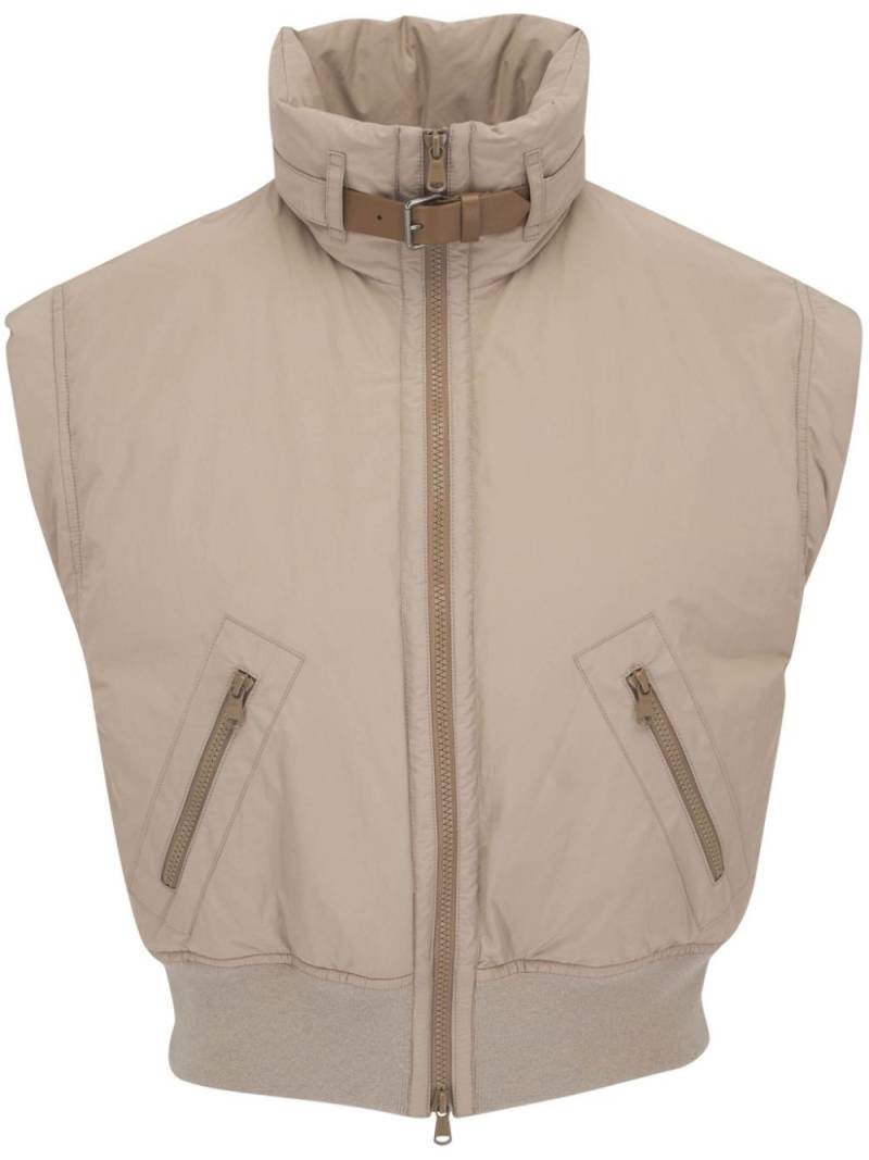 Brunello Cucinelli cap-sleeved zipped gilet - Neutrals von Brunello Cucinelli