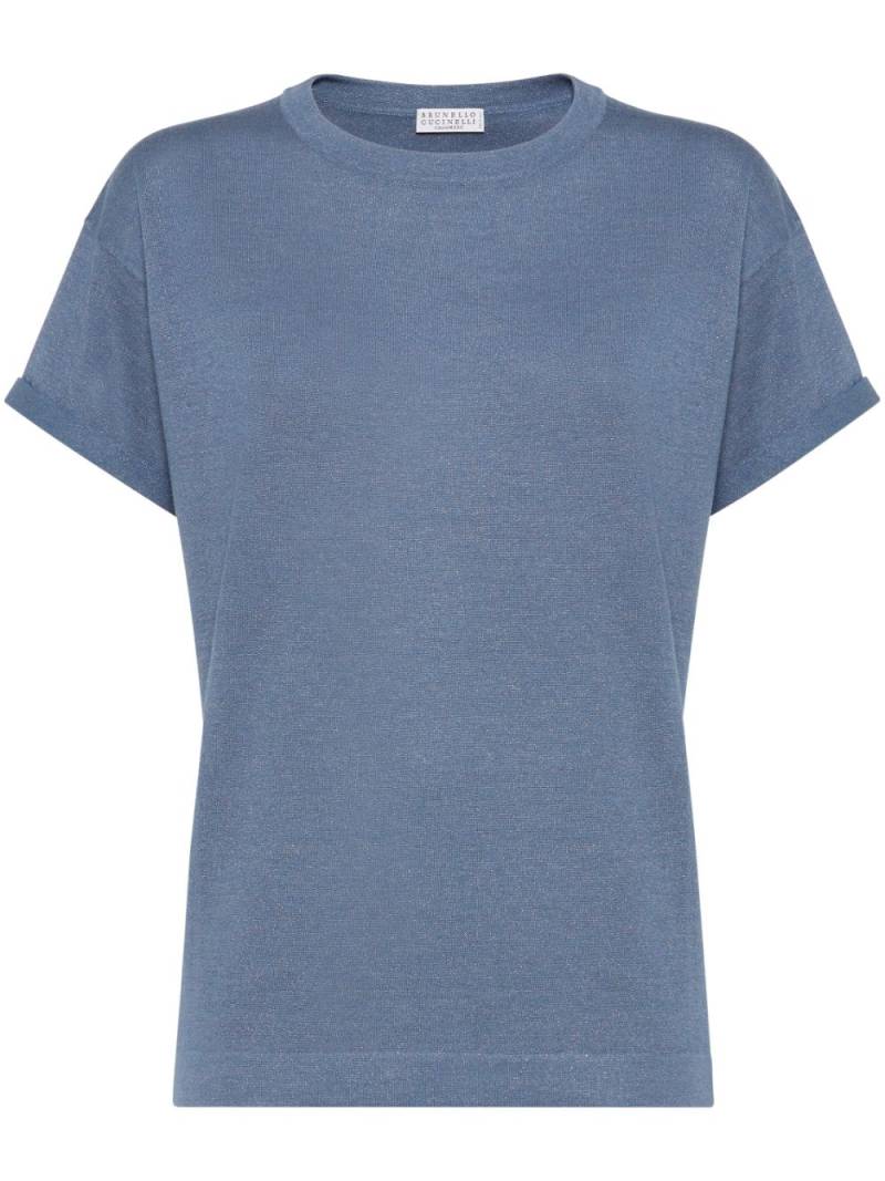 Brunello Cucinelli cashmere-blend T-shirt - Blue von Brunello Cucinelli