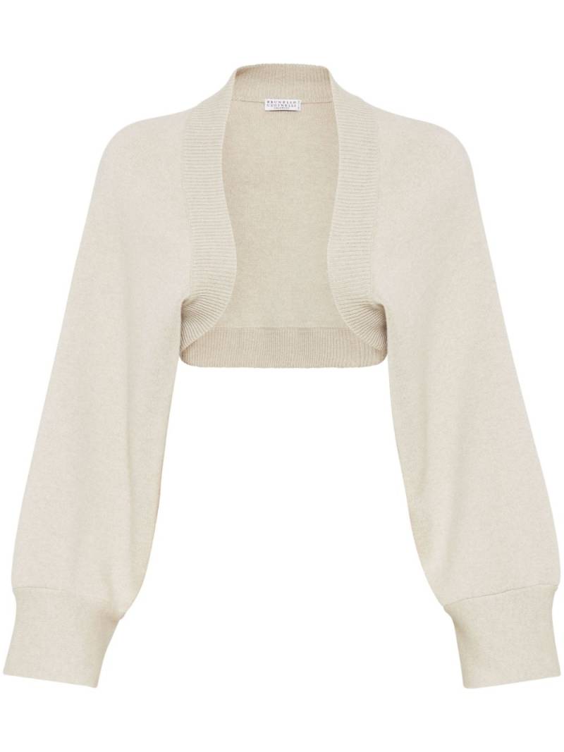 Brunello Cucinelli cashmere-blend cropped cardigan - Neutrals von Brunello Cucinelli