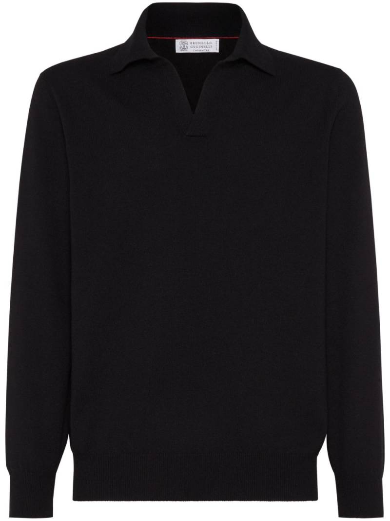 Brunello Cucinelli cashmere polo shirt - Black von Brunello Cucinelli