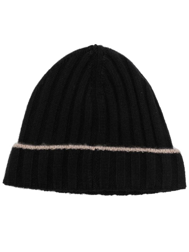 Brunello Cucinelli cashmere ribbed beanie - Black von Brunello Cucinelli