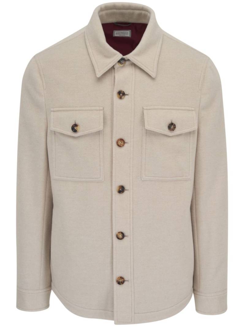 Brunello Cucinelli cashmere shirt jacket - Neutrals von Brunello Cucinelli