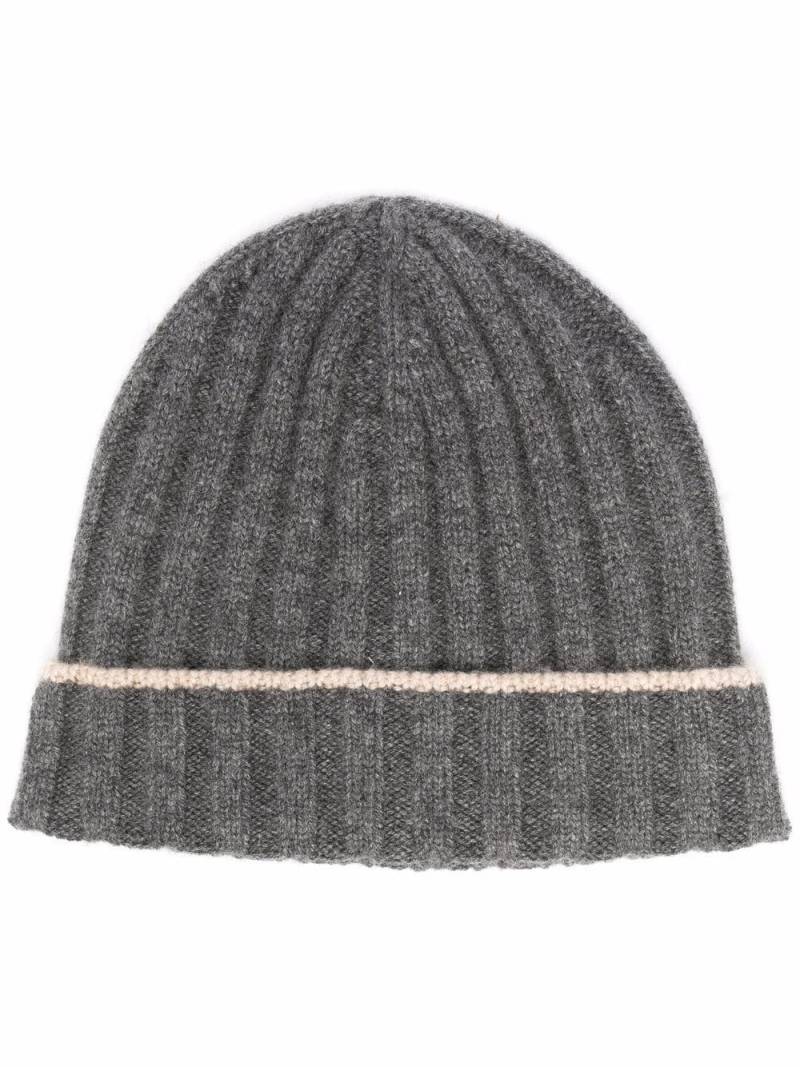 Brunello Cucinelli cashmere two-tone beanie - Grey von Brunello Cucinelli