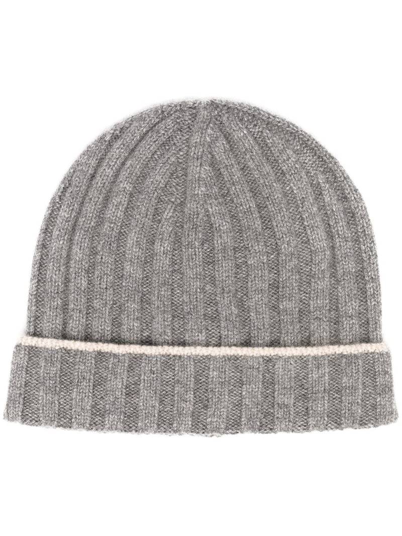 Brunello Cucinelli cashmere two-tone beanie - Grey von Brunello Cucinelli