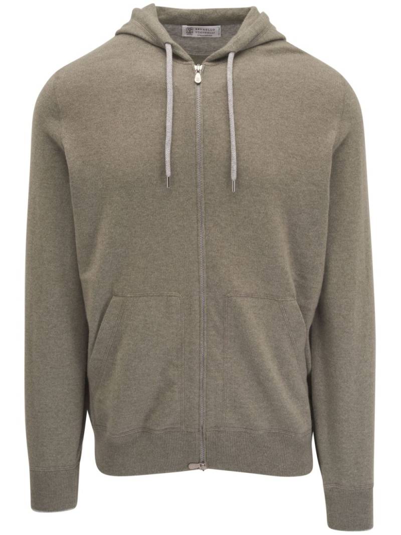 Brunello Cucinelli cashmere zip-up hoodie - Green von Brunello Cucinelli