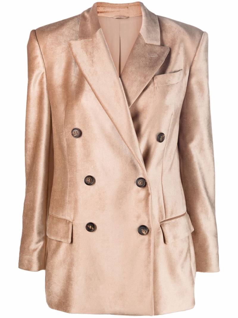 Brunello Cucinelli chain-trim double-breasted blazer - Neutrals von Brunello Cucinelli