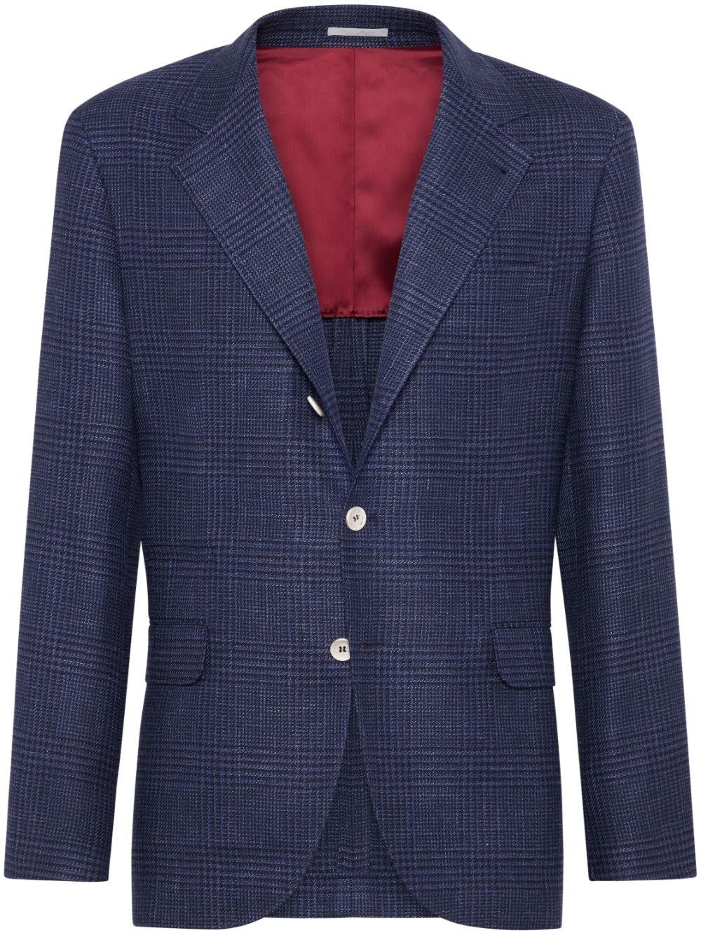 Brunello Cucinelli check-pattern single-breasted blazer - Blue von Brunello Cucinelli