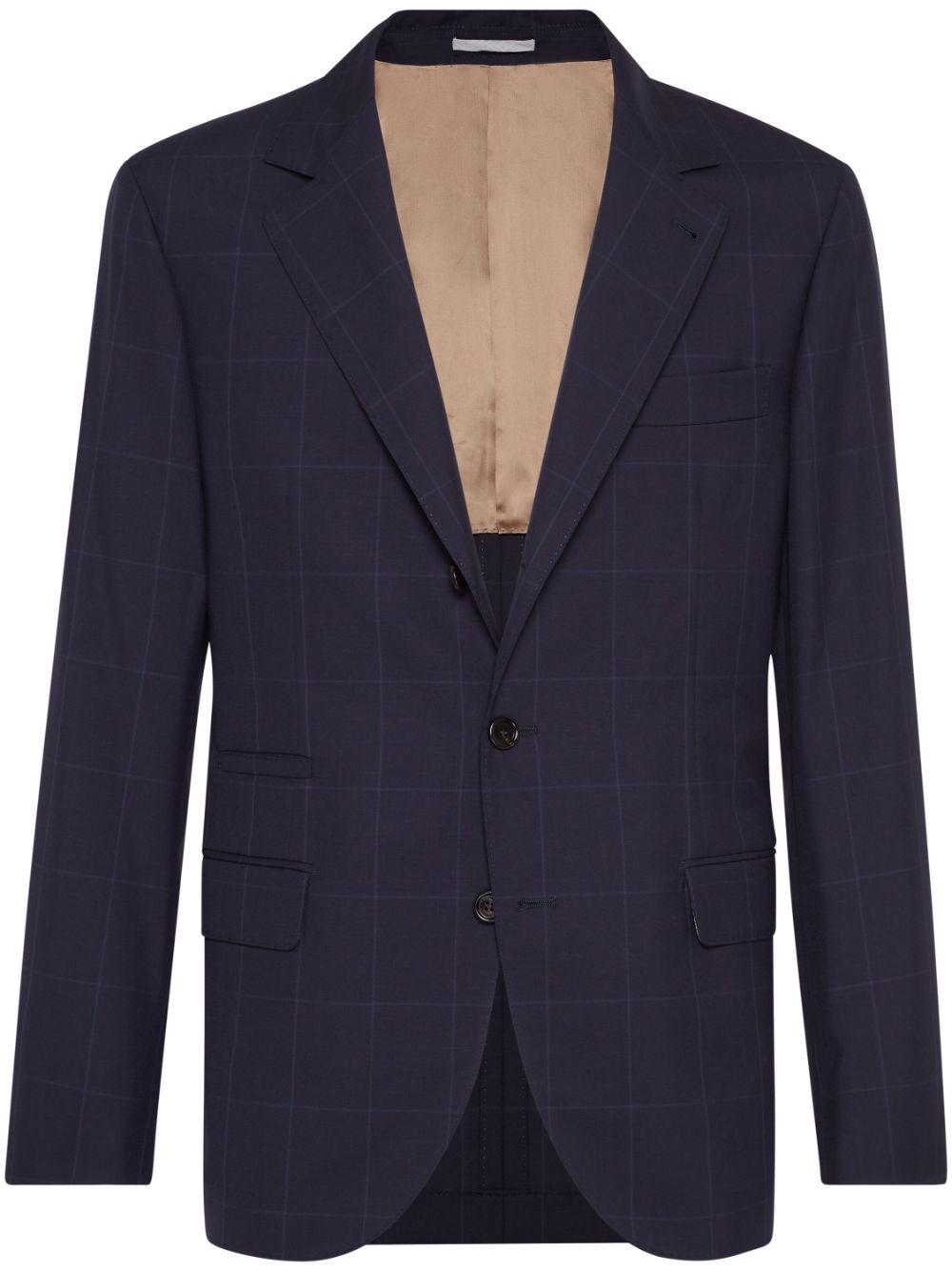 Brunello Cucinelli checked single-breasted blazer - Blue von Brunello Cucinelli