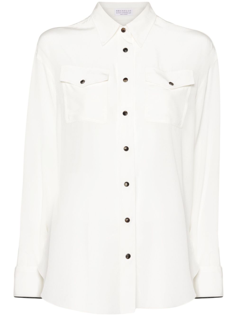 Brunello Cucinelli chest-pockets silk shirt - Neutrals von Brunello Cucinelli