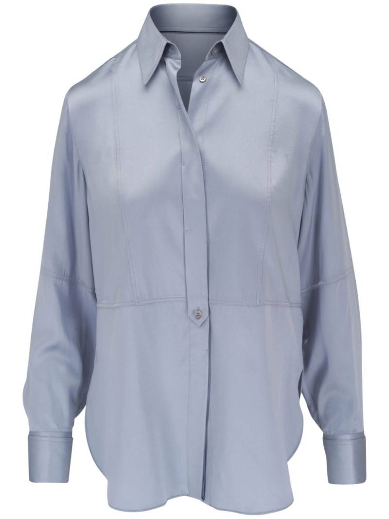 Brunello Cucinelli concealed-fastening curved-hem shirt - Blue von Brunello Cucinelli