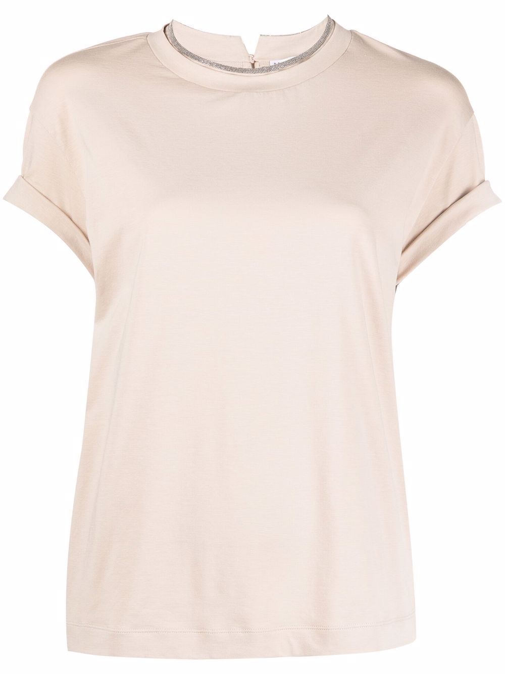 Brunello Cucinelli constrast-trim fitted T-shirt - Neutrals von Brunello Cucinelli