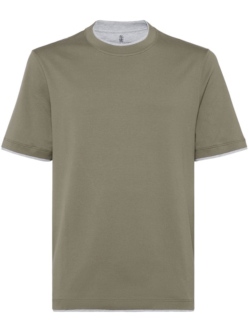 Brunello Cucinelli contrast-trim crew-neck T-shirt - Green von Brunello Cucinelli