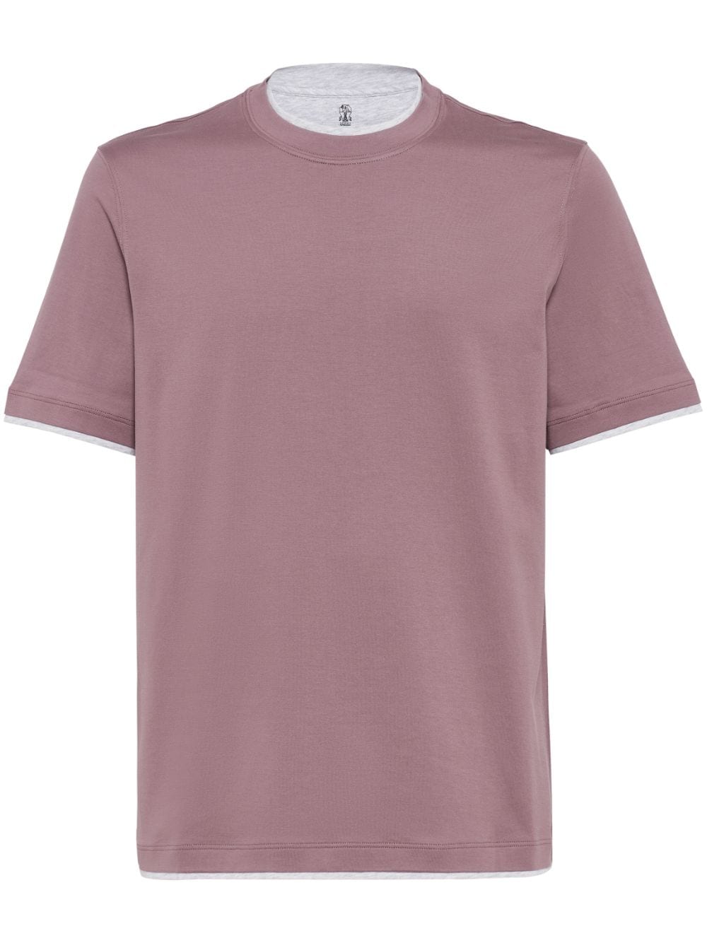 Brunello Cucinelli contrast-trim crew-neck T-shirt - Purple von Brunello Cucinelli