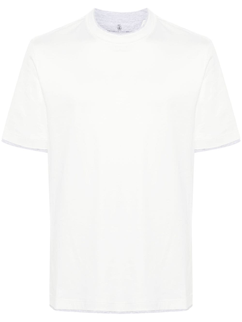 Brunello Cucinelli contrast-trim crew-neck T-shirt - White von Brunello Cucinelli