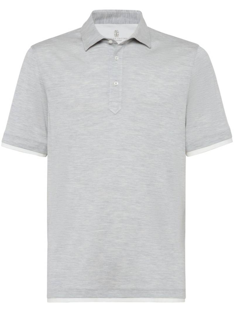 Brunello Cucinelli contrast-trim polo shirt - Grey von Brunello Cucinelli