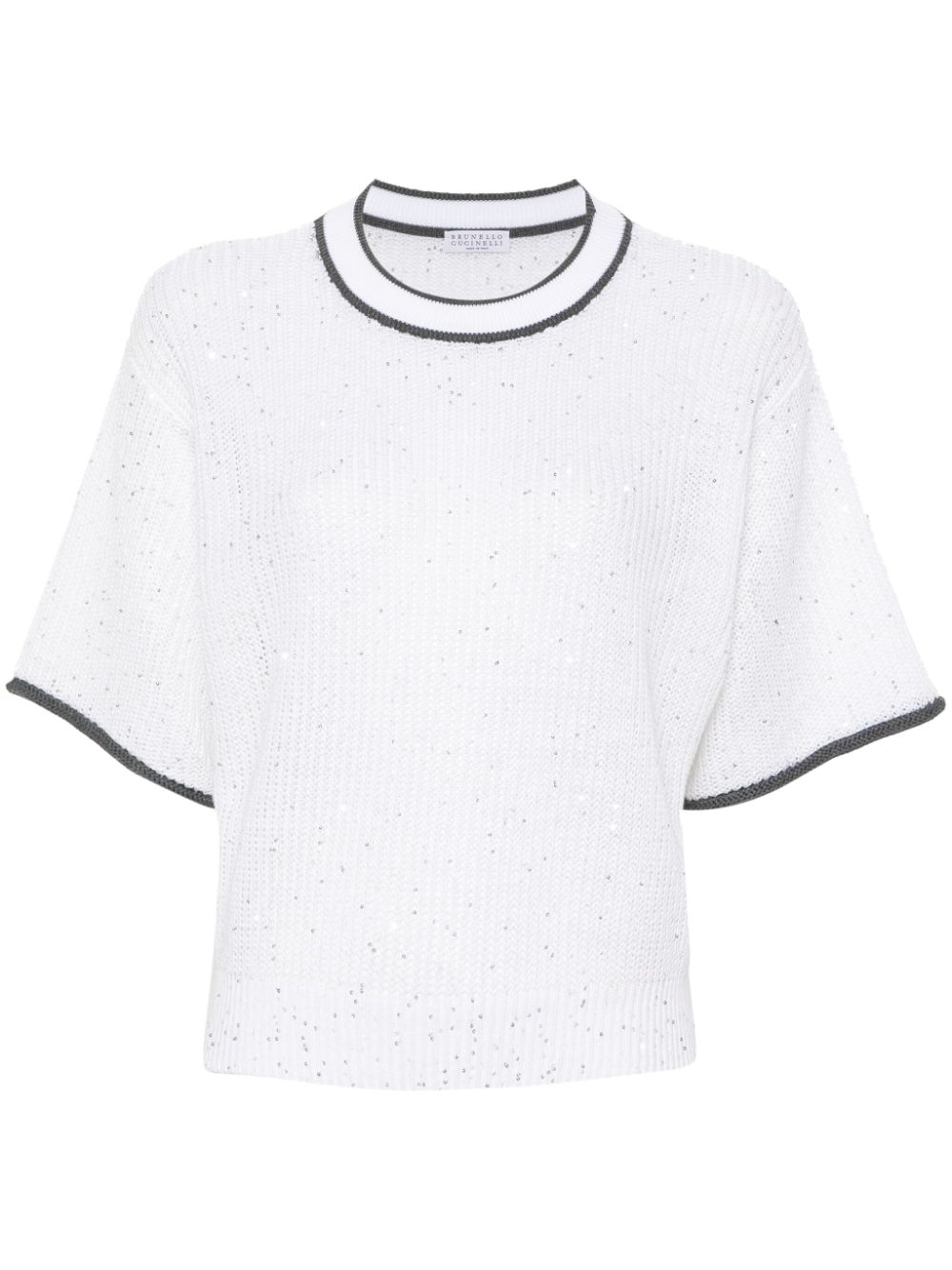 Brunello Cucinelli contrasting-border knitted top - White von Brunello Cucinelli