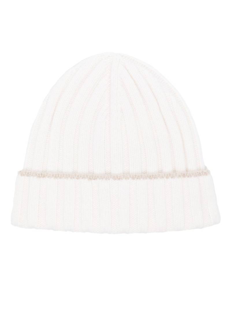 Brunello Cucinelli contrasting-trim cashmere beanie - Neutrals von Brunello Cucinelli