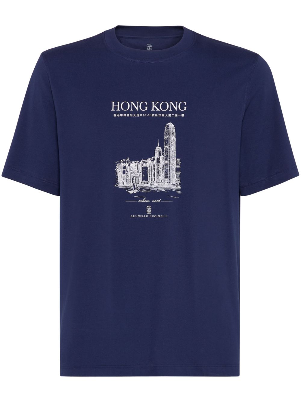 Brunello Cucinelli cotton hong kong graphic print t-shirt - Blue von Brunello Cucinelli