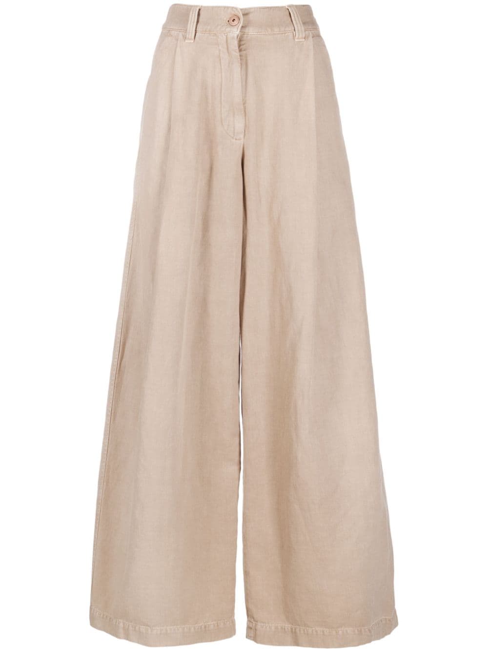 Brunello Cucinelli cotton-linen wide-leg trousers - Brown von Brunello Cucinelli