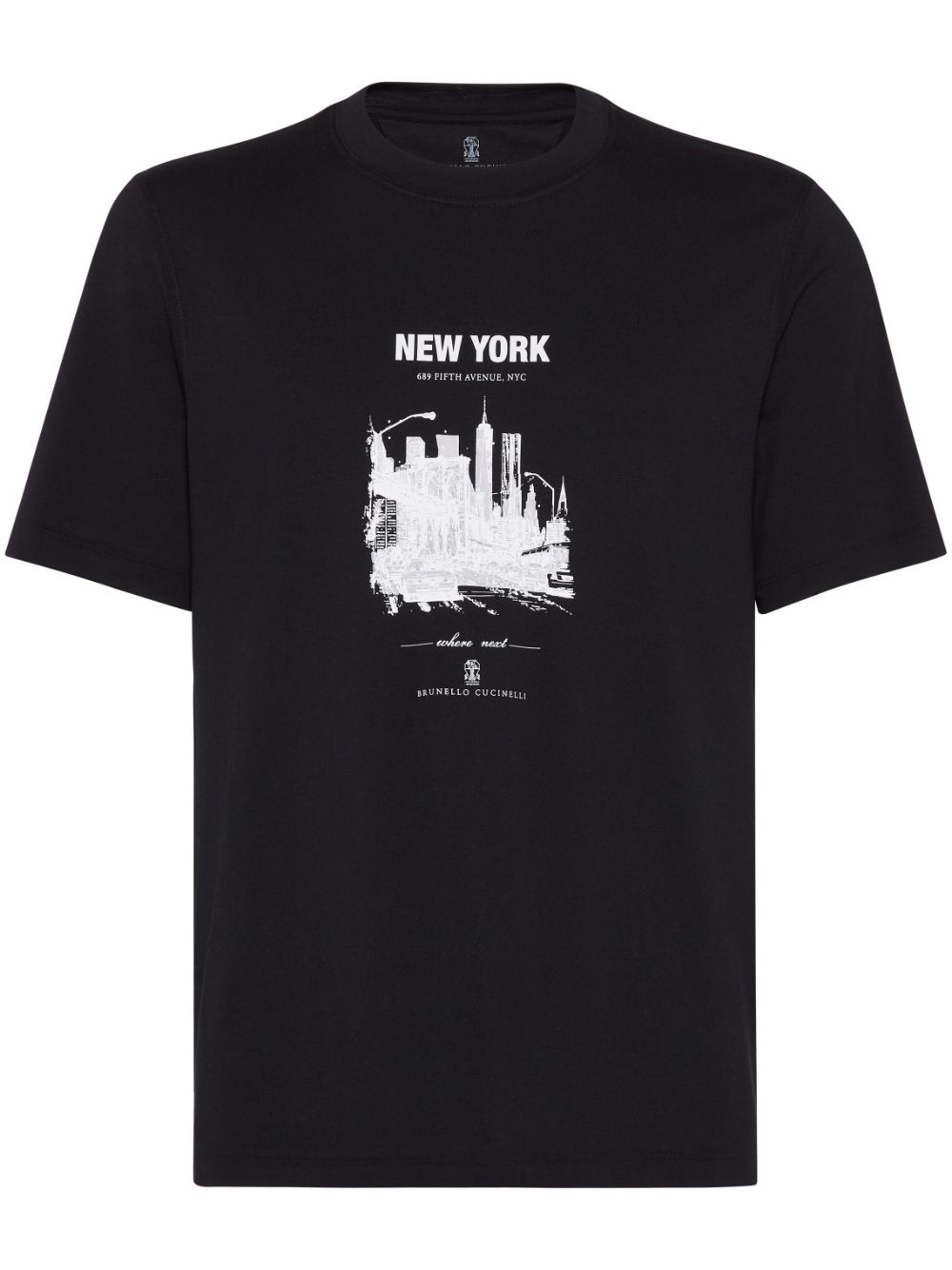 Brunello Cucinelli cotton new york graphic print t-shirt - Black von Brunello Cucinelli