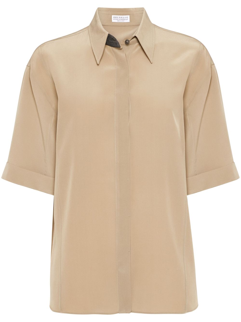 Brunello Cucinelli crêpe de chine shirt - Brown von Brunello Cucinelli