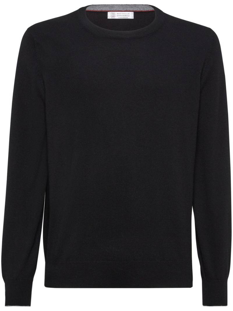 Brunello Cucinelli crew neck cashmere jumper - Black von Brunello Cucinelli