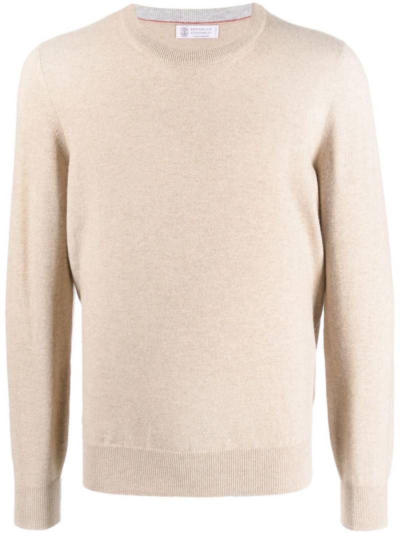 Brunello Cucinelli crew neck cashmere jumper - Neutrals von Brunello Cucinelli