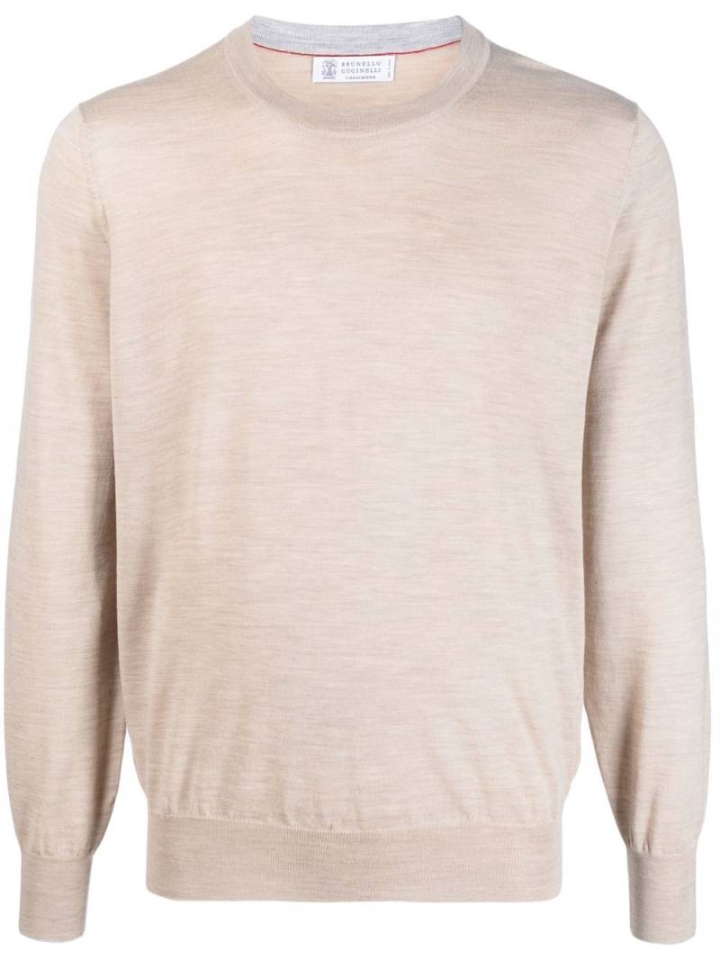 Brunello Cucinelli crew-neck fine-knit jumper - Neutrals von Brunello Cucinelli