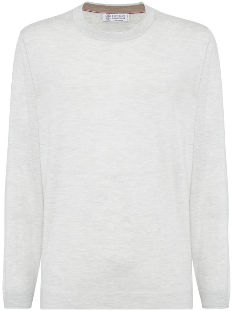 Brunello Cucinelli crew-neck long-sleeve top - White von Brunello Cucinelli