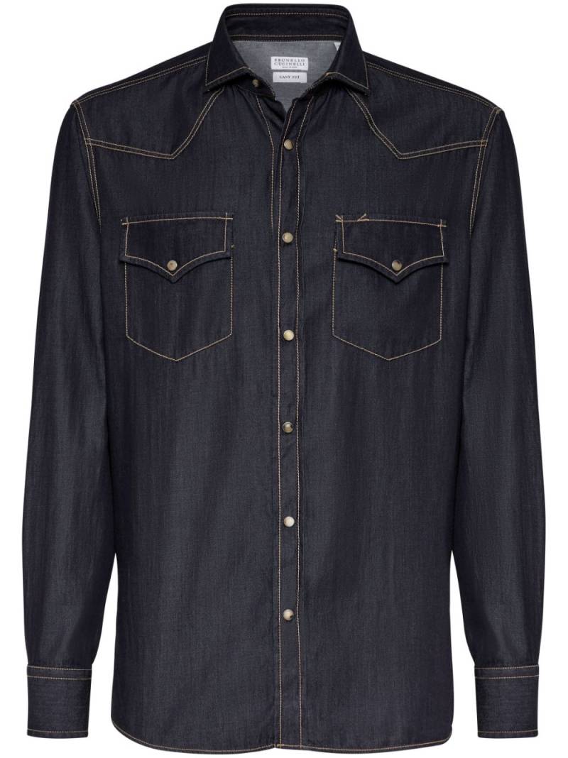 Brunello Cucinelli denim cotton shirt - Grey von Brunello Cucinelli