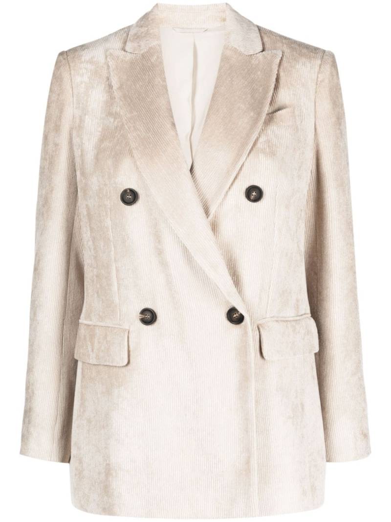 Brunello Cucinelli double-breasted corduroy blazer - Neutrals von Brunello Cucinelli