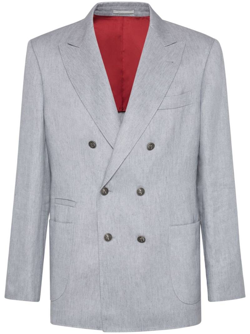 Brunello Cucinelli double-breasted linen blazer - Grey von Brunello Cucinelli