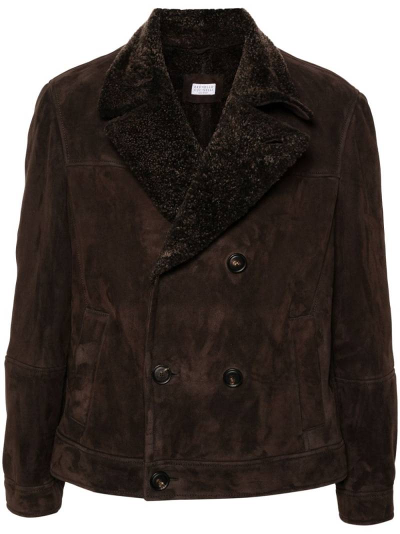 Brunello Cucinelli double-breasted shearling jacket - Brown von Brunello Cucinelli