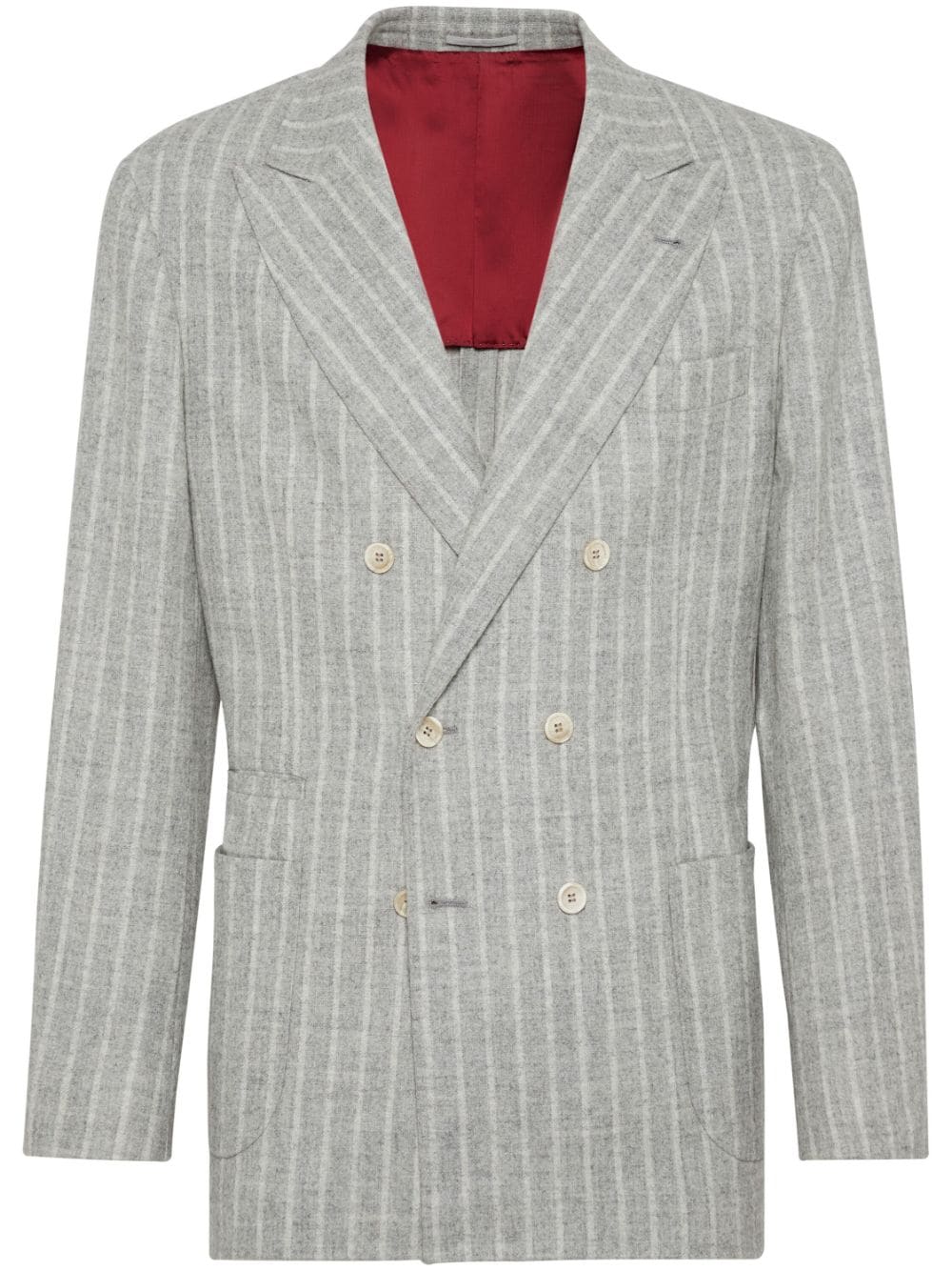 Brunello Cucinelli double-breasted striped blazer - Grey von Brunello Cucinelli