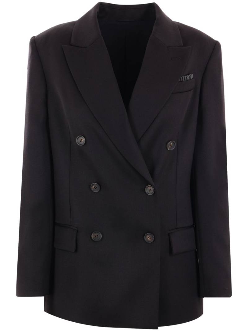 Brunello Cucinelli double-breasted virgin wool blazer - Black von Brunello Cucinelli